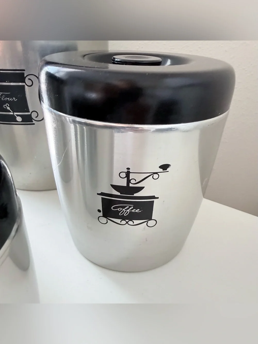 West Bend | Vintage 4 Piece Brushed Silver Aluminum Nesting Canister Set W/Lids